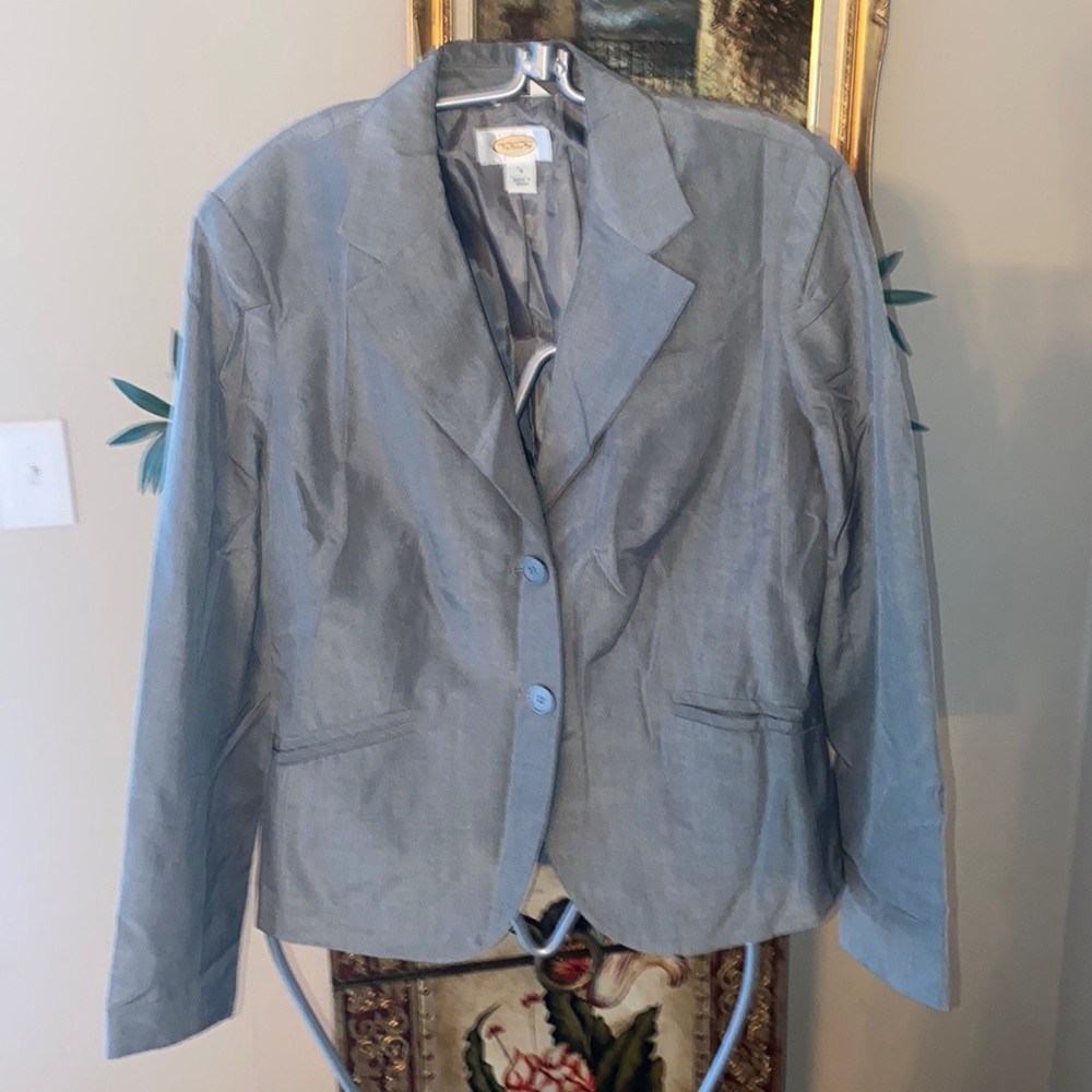 Nice Talbots Pure Silk dress Blazer Grey Suit sz 8